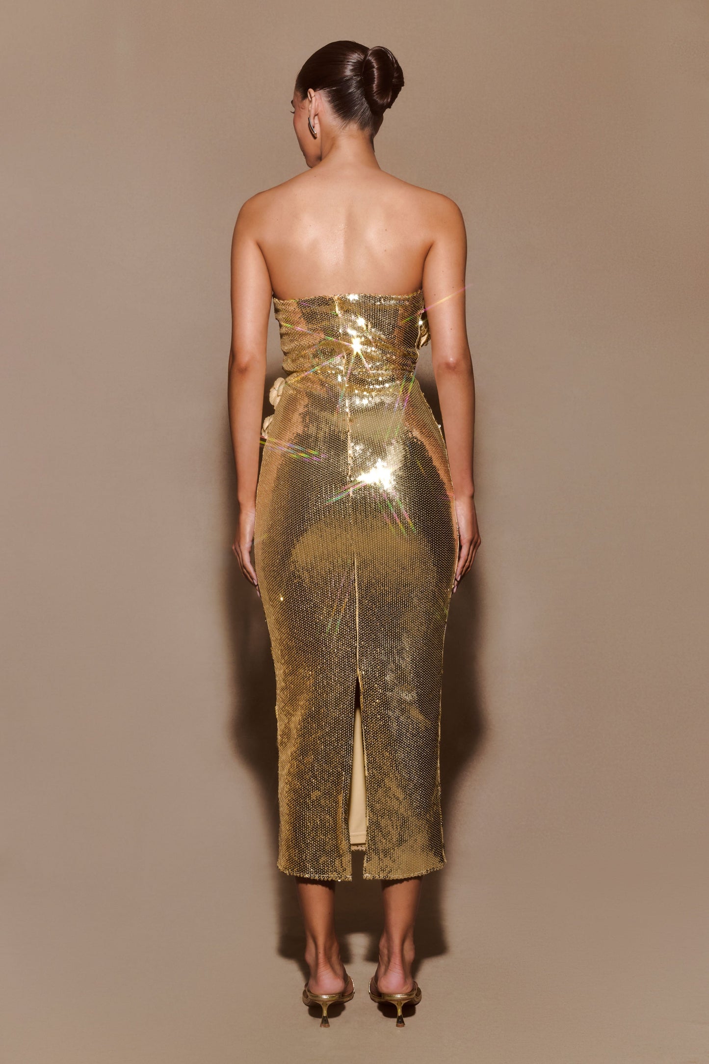 Strapless Sleeveless Sequined Long Dress - vevewholesale