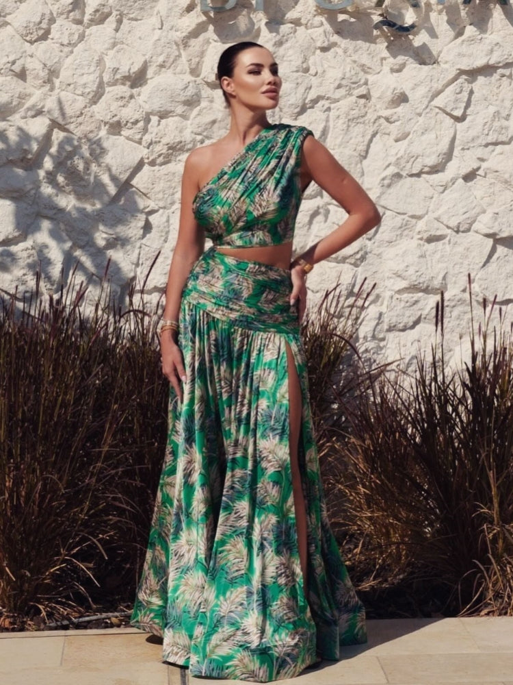 High Slit Maxi Dress Set - vevewholesale