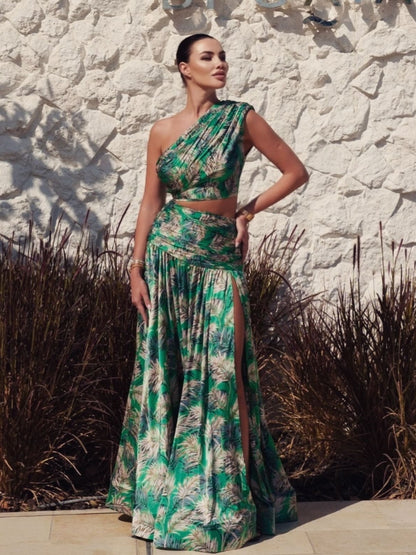 High Slit Maxi Dress Set - vevewholesale