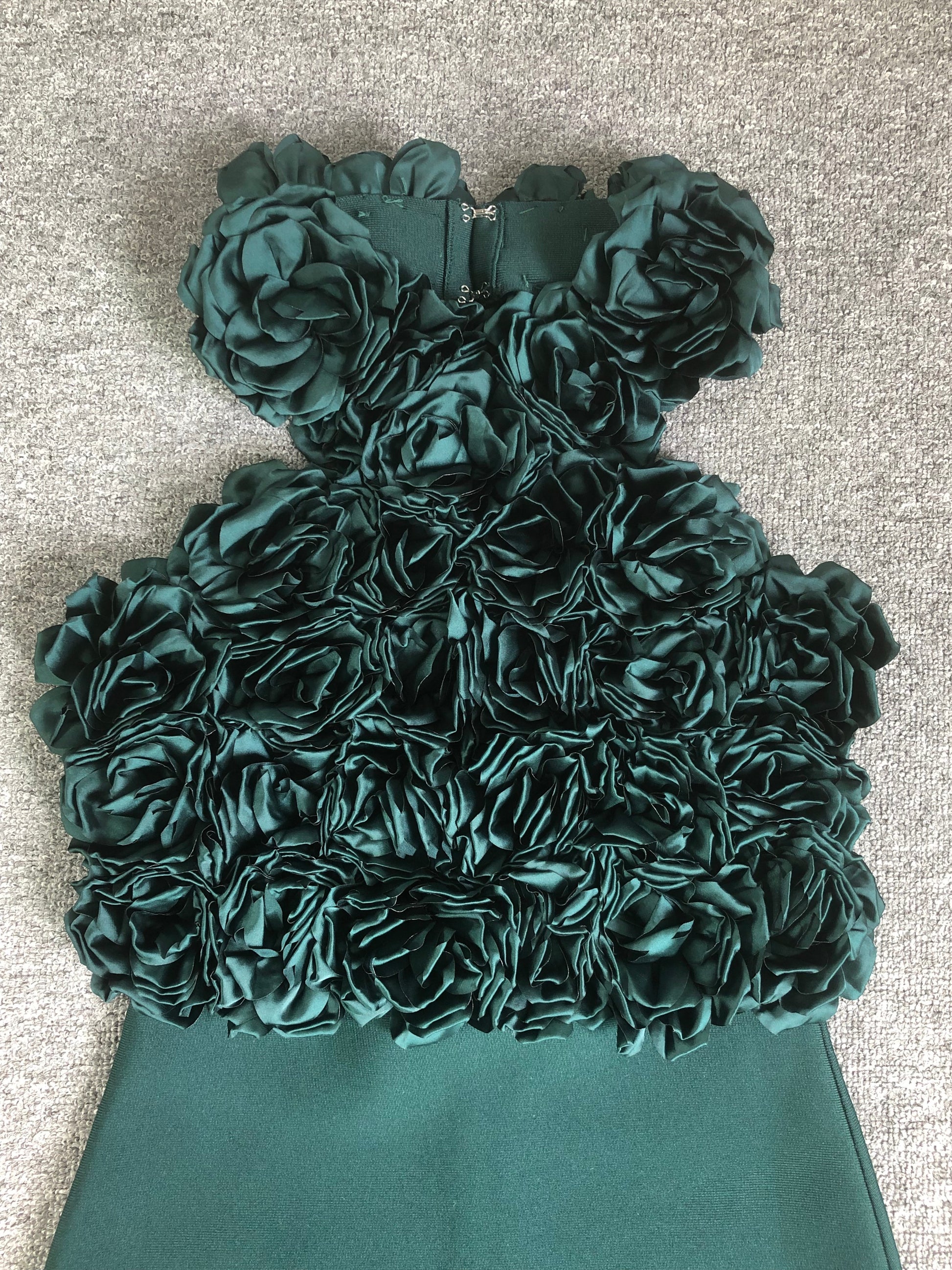 Big Flower Midi Dress-Green - vevewholesale