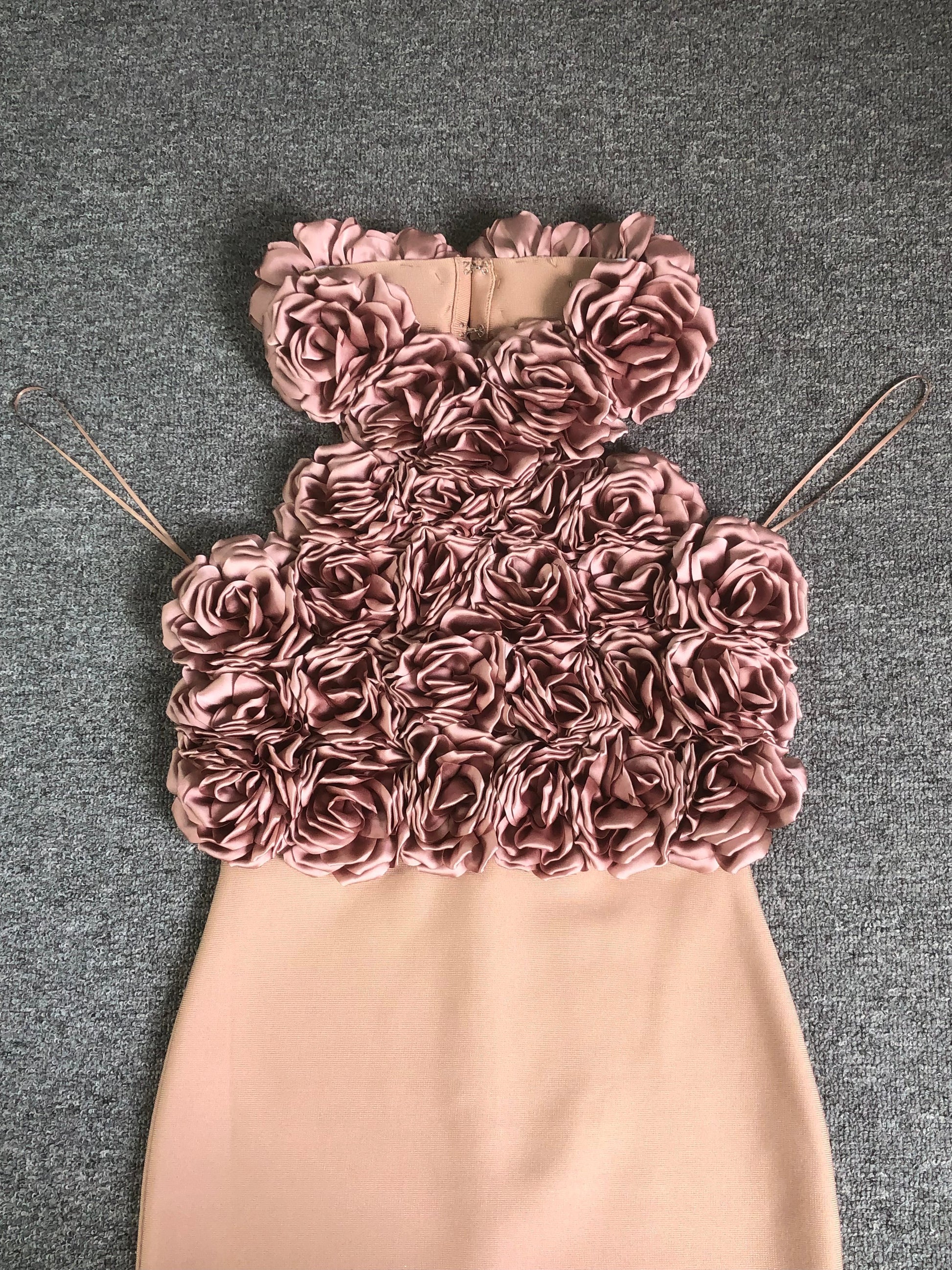 Big Flower Midi Dress-Apricot Color - vevewholesale