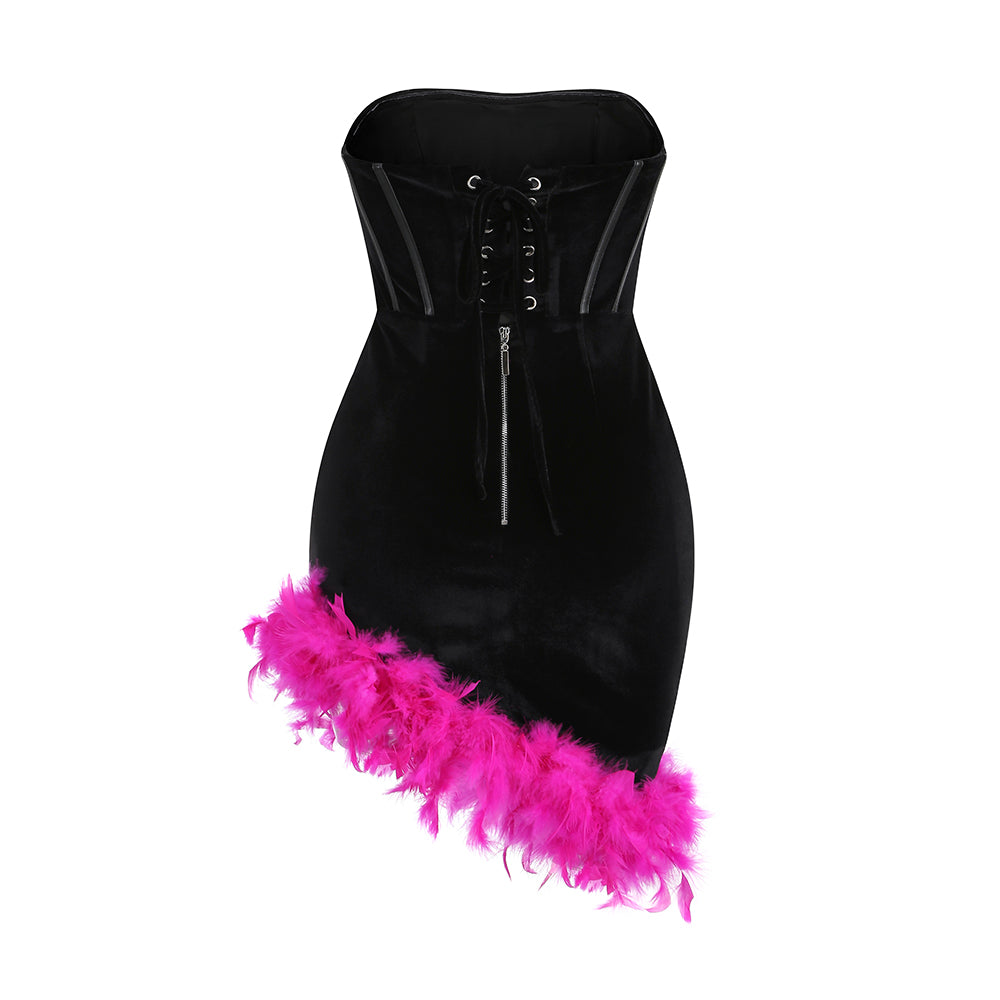 Irregular Feather Mini Dress - vevewholesale