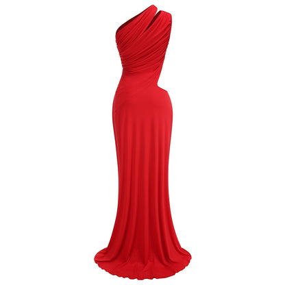 Off Shoulder Irregular Maxi Dress - vevewholesale