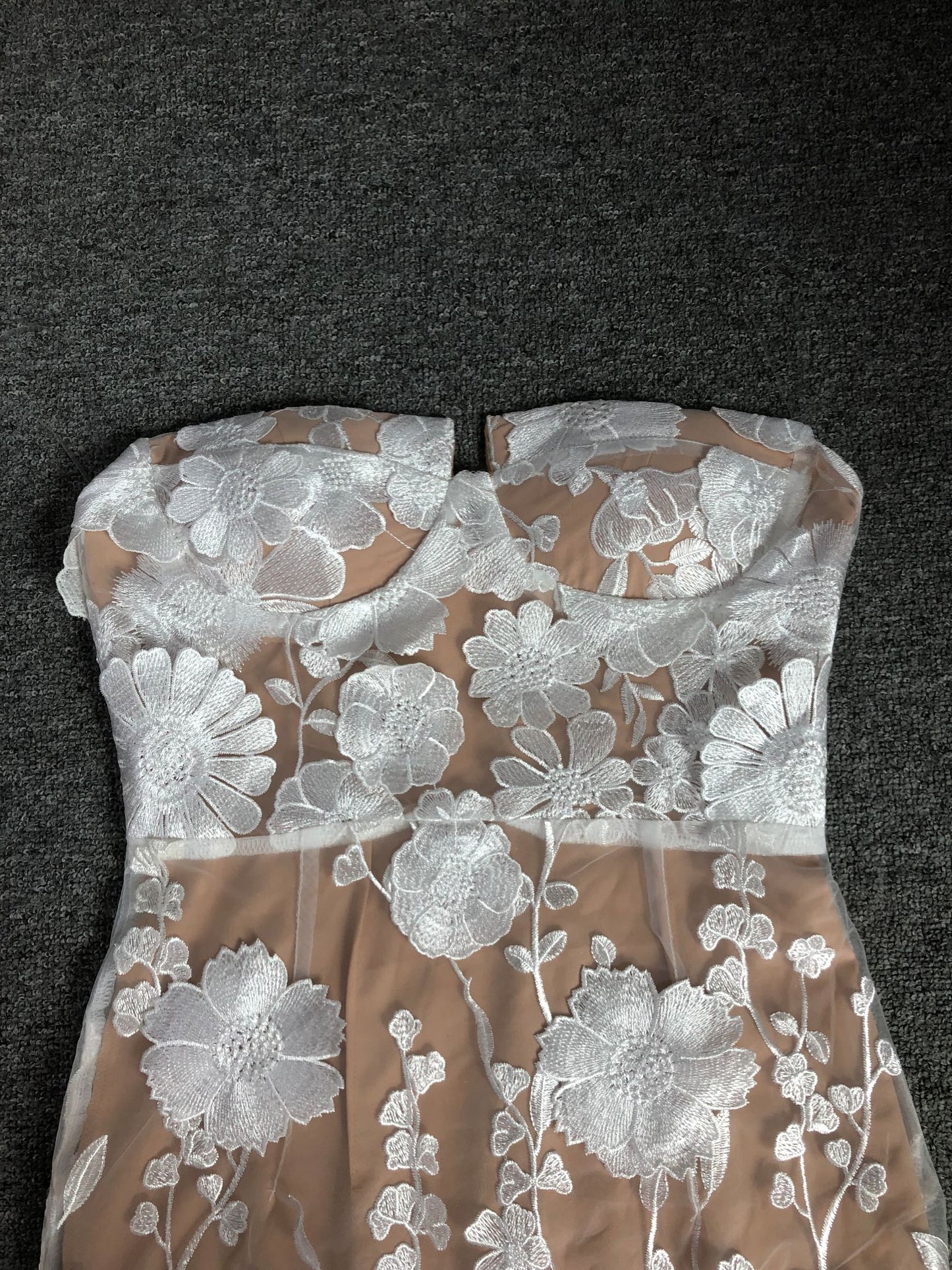 Flower Strapless Maxi Dress-White
