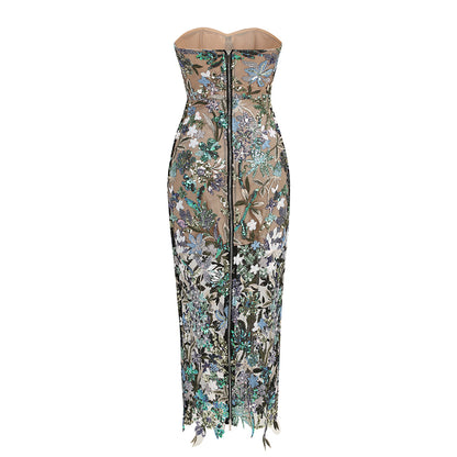 Strapless One Shoulder Long Dress - vevewholesale
