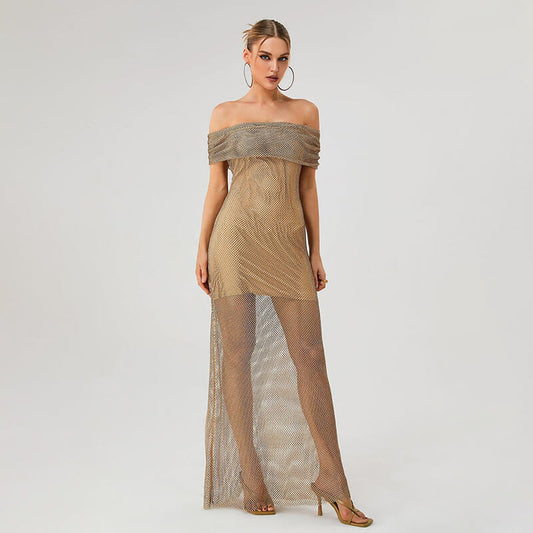 Anline One-shoulder Sequined Dress