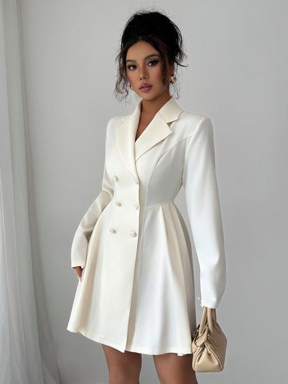 Button Long-Sleeved Midi Dress