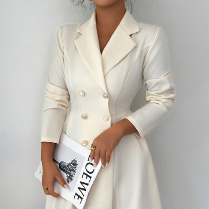 Button Long-Sleeved Midi Dress