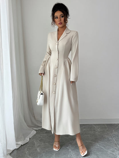 Deep V-neck Long-Sleeved Autumn And Winter Long Dress