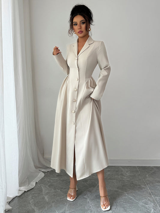 Deep V-neck Long-Sleeved Autumn And Winter Long Dress
