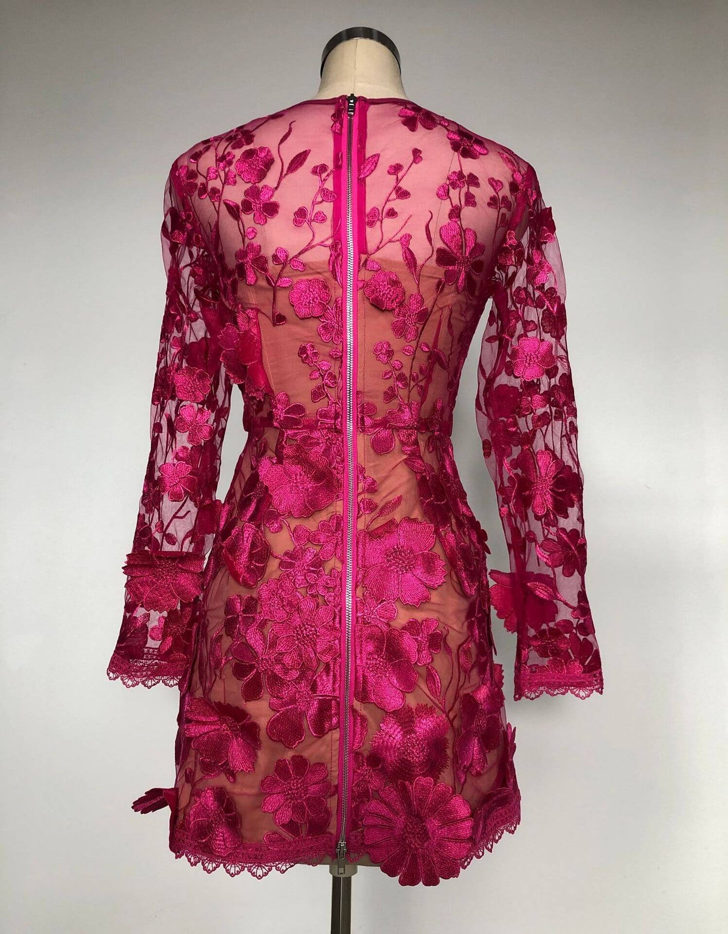 Robe élégante à manches longues en dentelle brodée