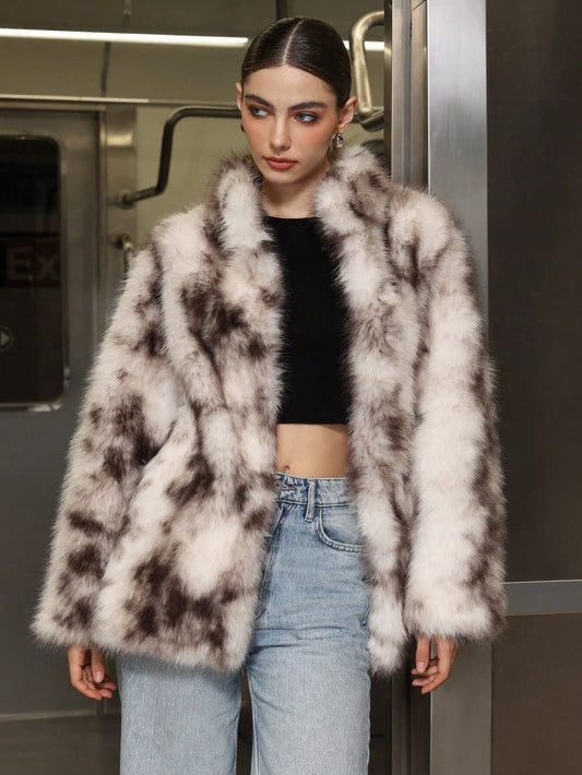 Faux Fur High-Neck Coat