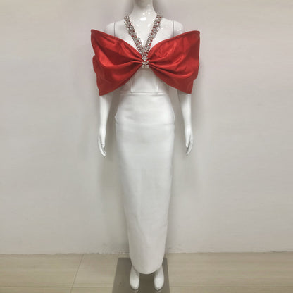 Halter-Neck Off-The-Shoulder Bandage Dress