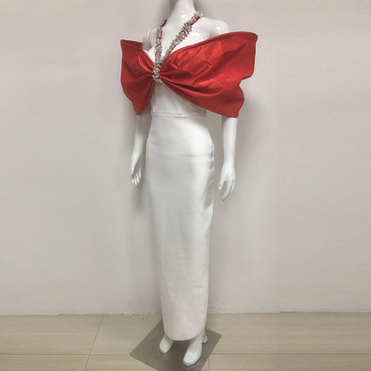 Halter-Neck Off-The-Shoulder Bandage Dress