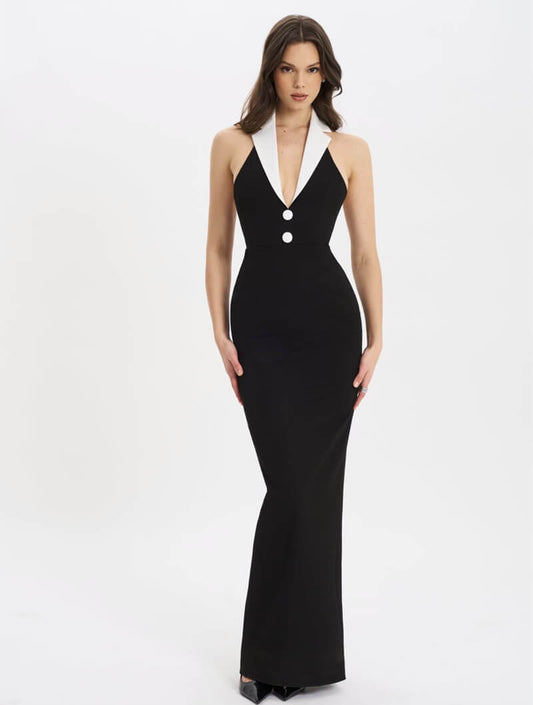 Herben V-neck Long Dress