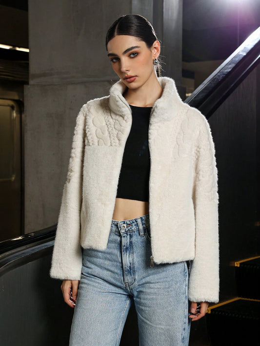 High-Necked Wool Cake Coat