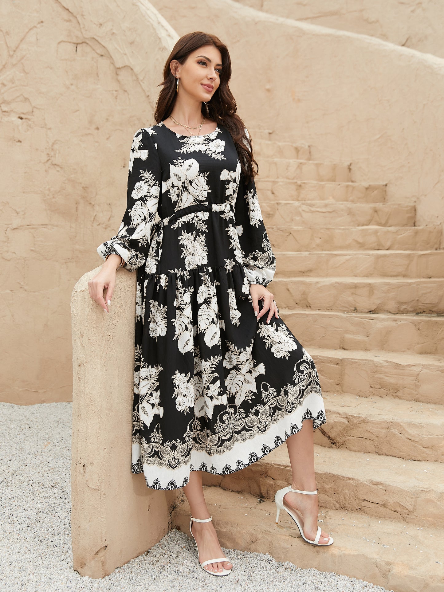 Round Neck Loose Long Dress