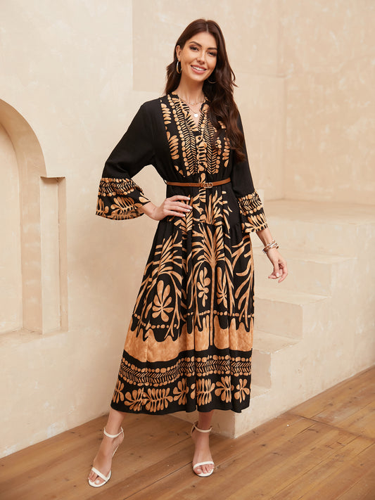 Long Sleeved Fashion Printed Dress
