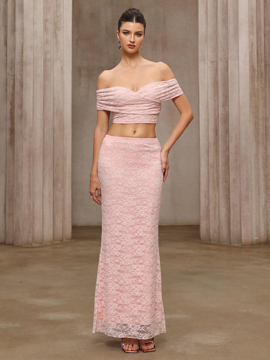 Lace Off-The-Shoulder Tops And Skirts
