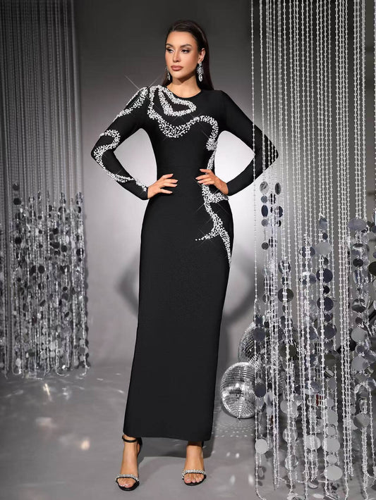 Long-Sleeved Fitted Fishtail   Bandage Dress