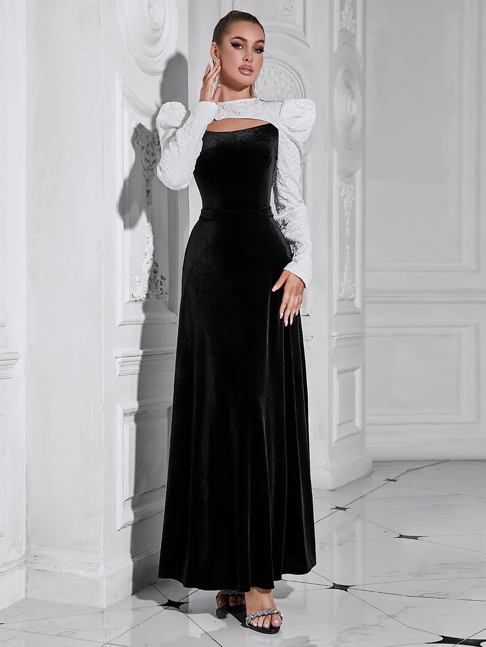 Long Sleeved Round Neck maxi Dress