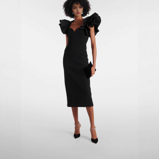 Lotus Leaf Sleeve Backless Bandage Dress