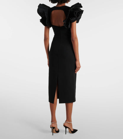 Lotus Leaf Sleeve Backless Bandage Dress