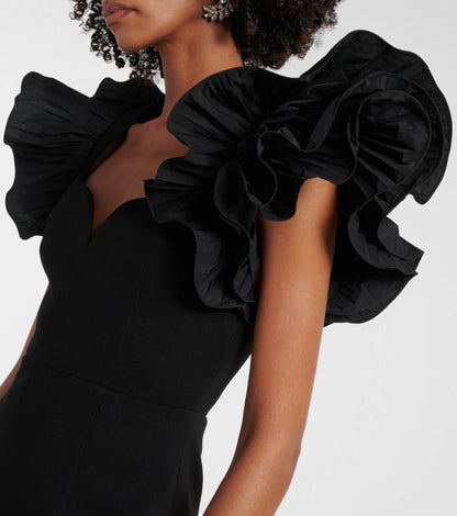 Lotus Leaf Sleeve Backless Bandage Dress