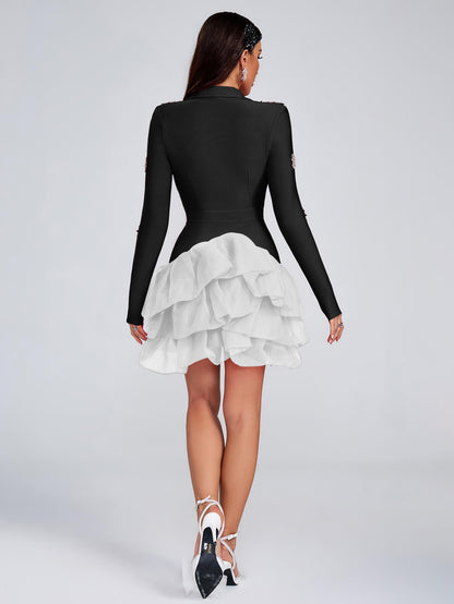 Minivestido con escote en V profundo Lucy - Negro