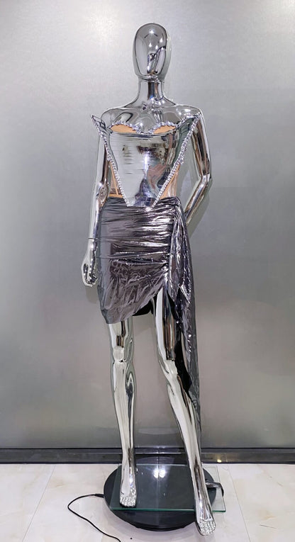 Minivestido con espejos - Plateado