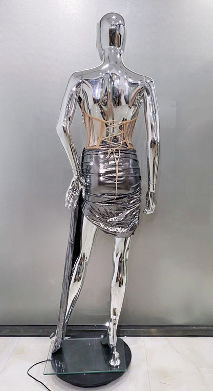 Minivestido con espejos - Plateado