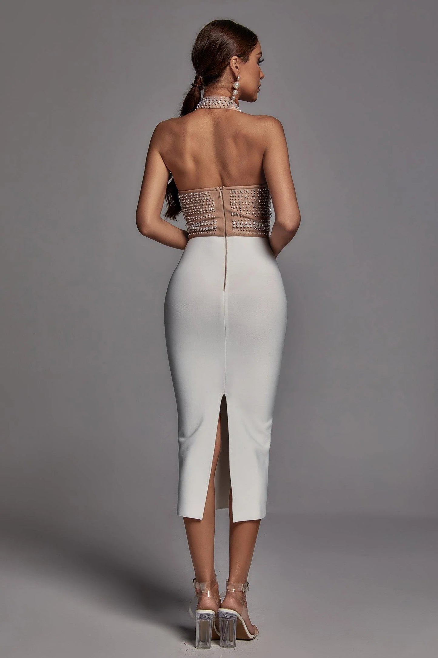 Neck Bandage Midi Dress