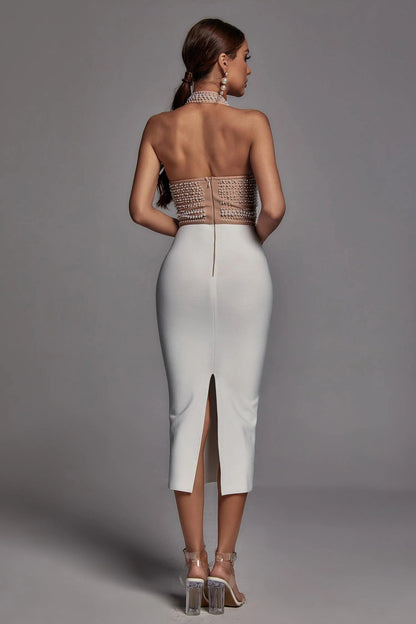 Neck Bandage Midi Dress