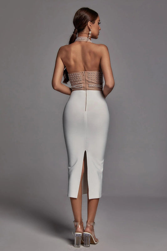 Neck Bandage Midi Dress