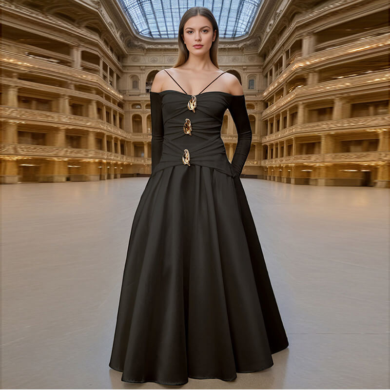 Off-The-Shoulder Long-Sleeved Dress