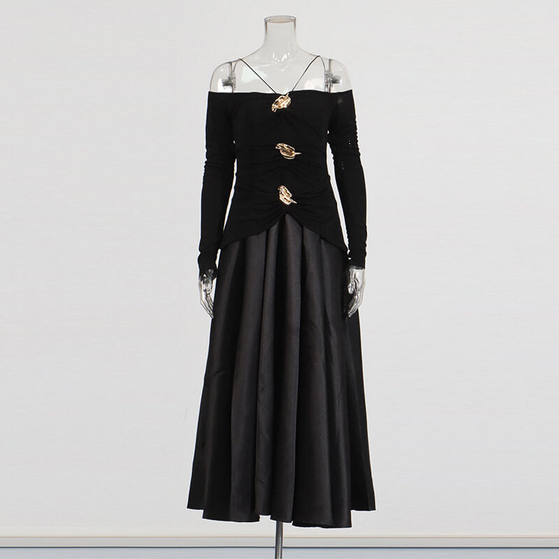 Off-The-Shoulder Long-Sleeved Dress