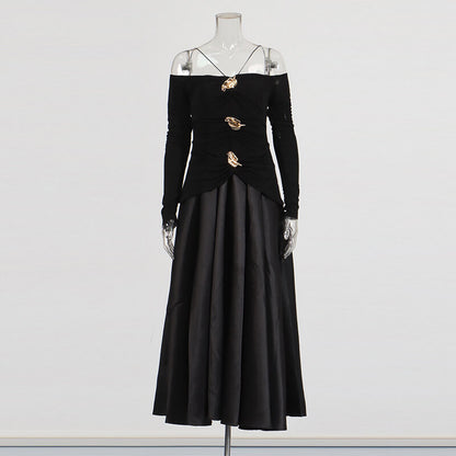 Off-The-Shoulder Long-Sleeved Dress