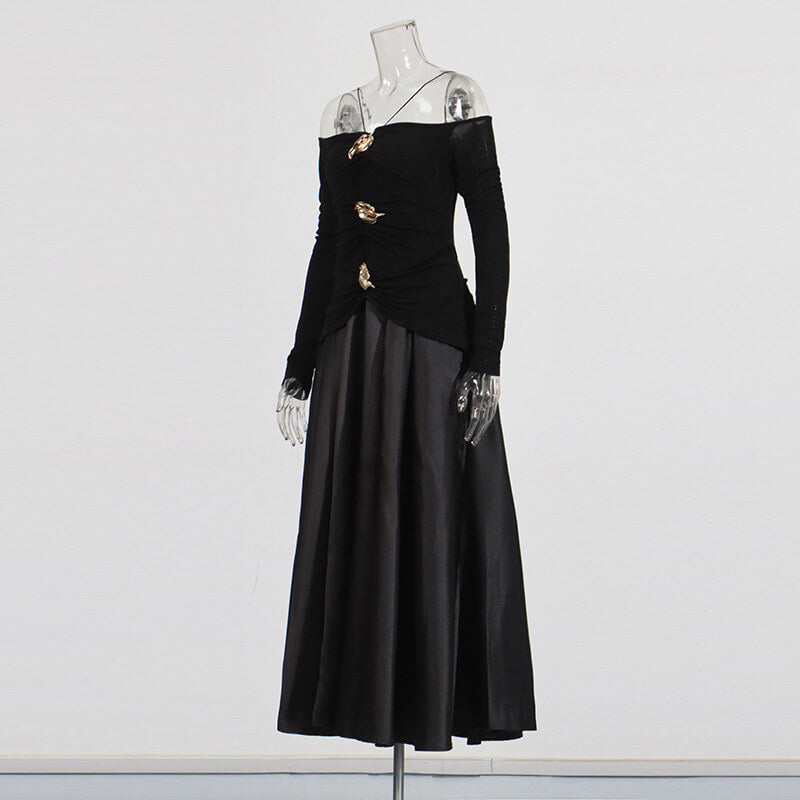 Off-The-Shoulder Long-Sleeved Dress