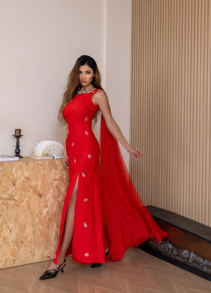 Robe bandage à strass épaules dénudées