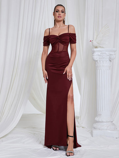 Off The Shoulder  Slit Maxi Dress