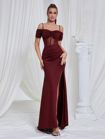 Off The Shoulder  Slit Maxi Dress
