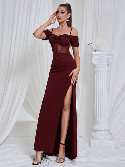 Off The Shoulder  Slit Maxi Dress