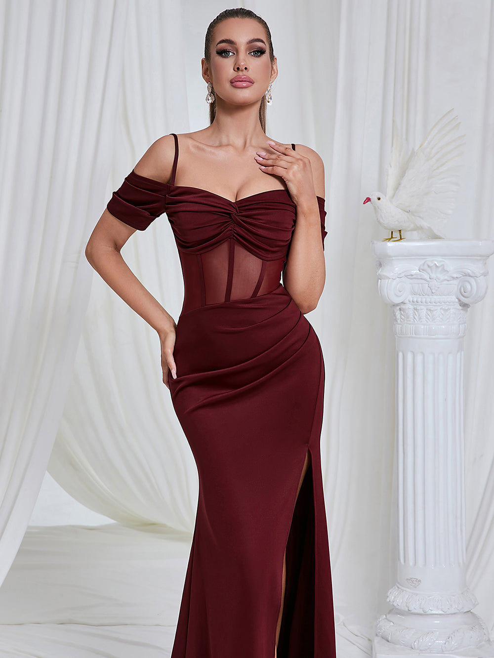 Off The Shoulder  Slit Maxi Dress