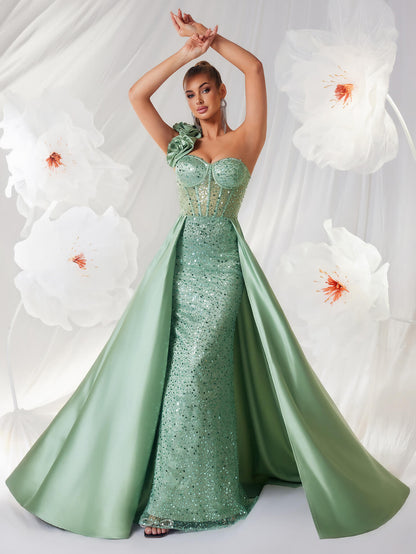 One-Shoulder Sequin Max Dress