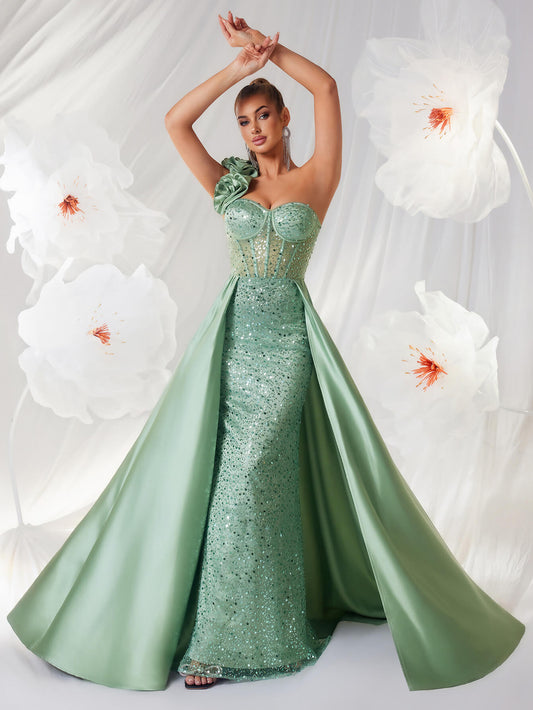 One-Shoulder Sequin Max Dress