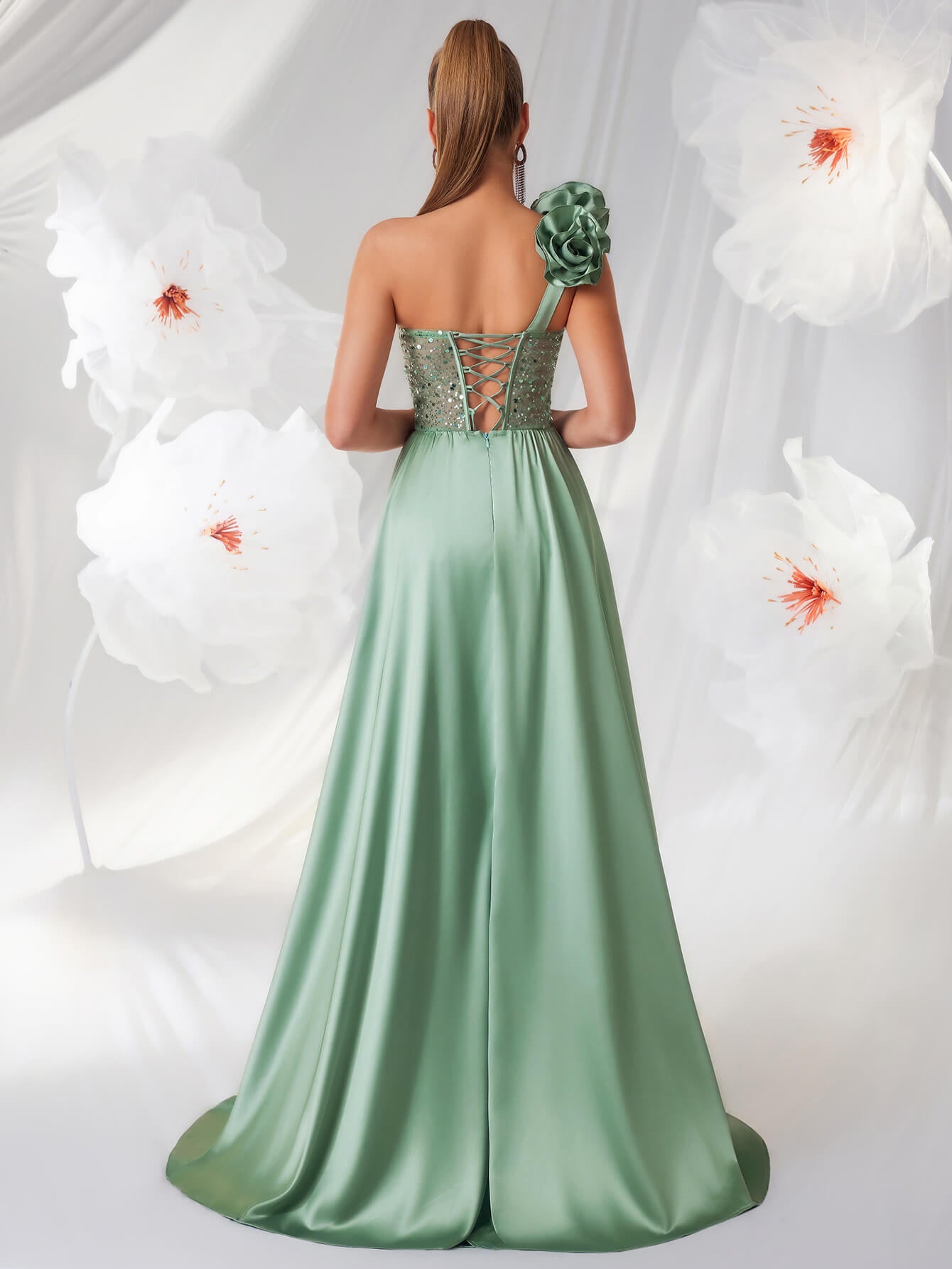One-Shoulder Sequin Max Dress