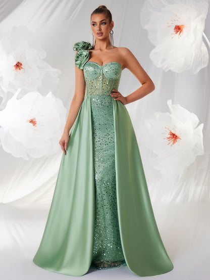 One-Shoulder Sequin Max Dress