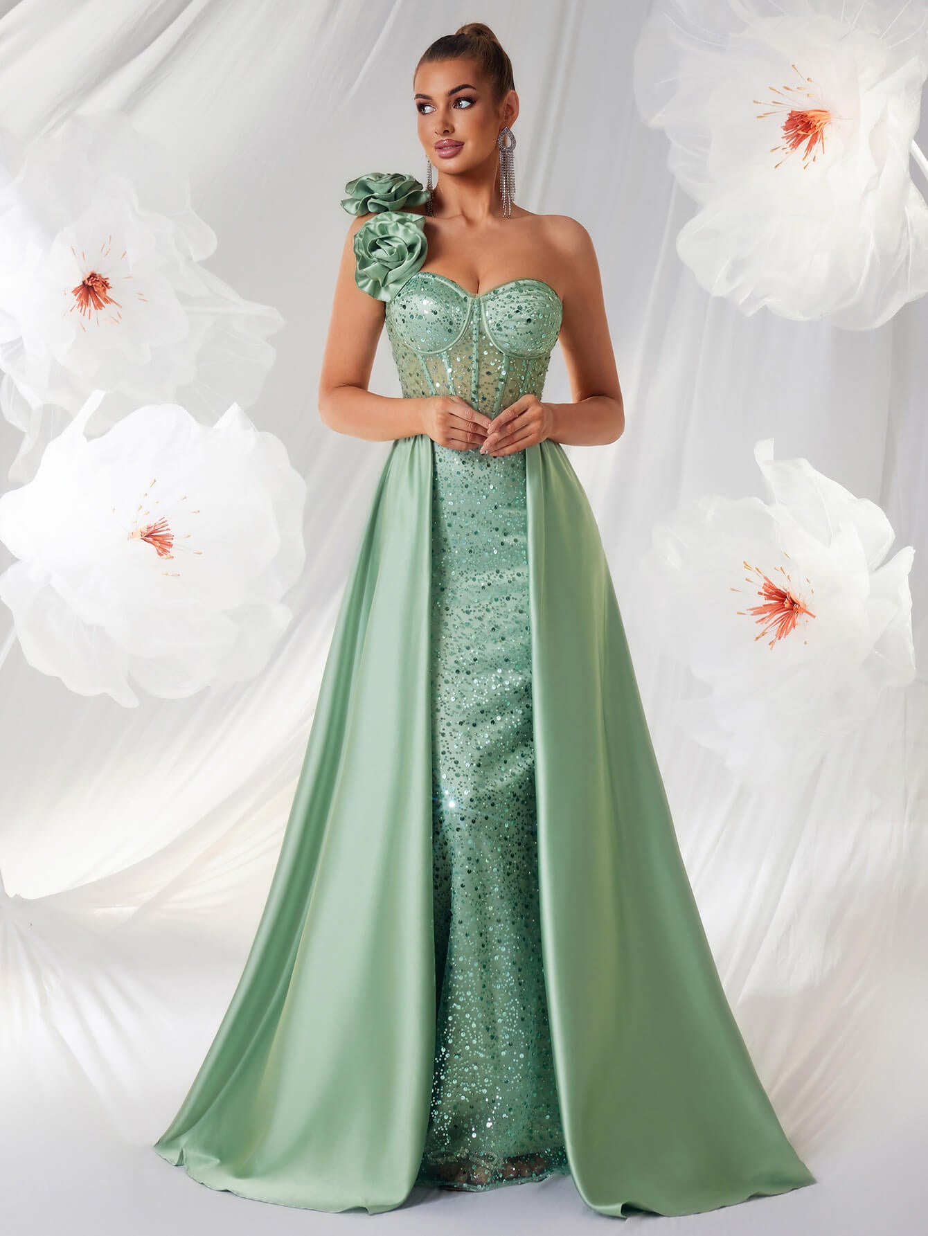 One-Shoulder Sequin Max Dress