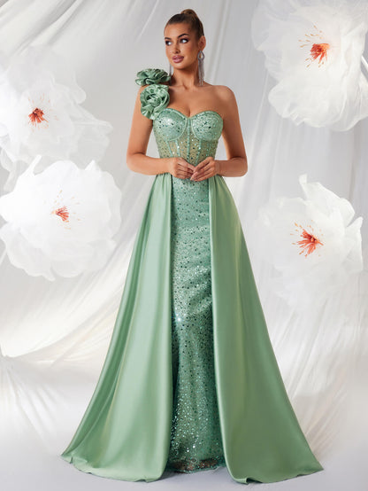 One-Shoulder Sequin Max Dress