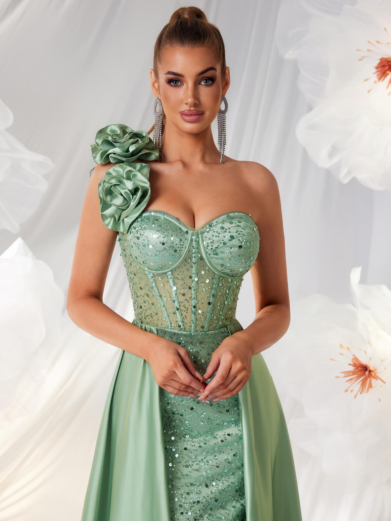 One-Shoulder Sequin Max Dress